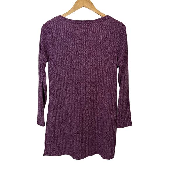 The Limited‎ Knit Tunic Top Purple Womens Size L Ribbed HiLo Hem Round Neckline - Picture 4 of 8
